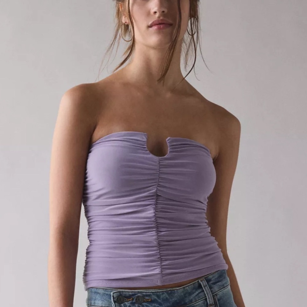 Urban Outfitters Lavender Purple Evie Ruched Cutout Tube Top Nwt Size Large